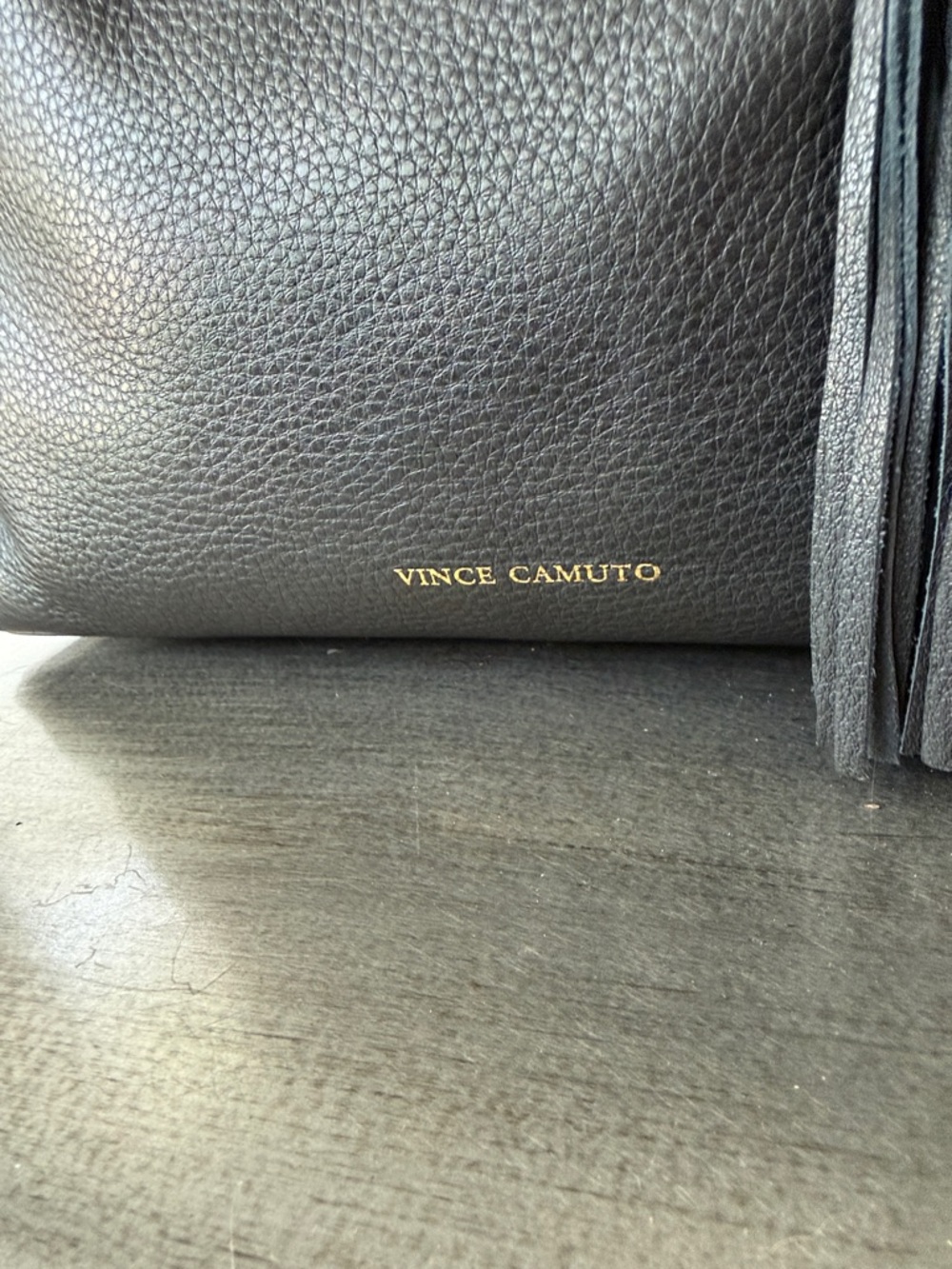 Vince Camuto Black Pebbled Leather Satchel with Tassel - Picture 4 of 11